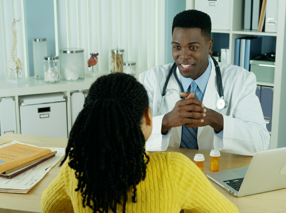 Médecin en consultation avec une patiente